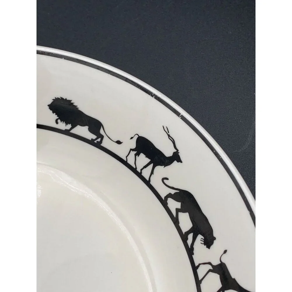 American Atelier Bowls Safari Serengeti Black White Set Of‎ 2 Wild Animals